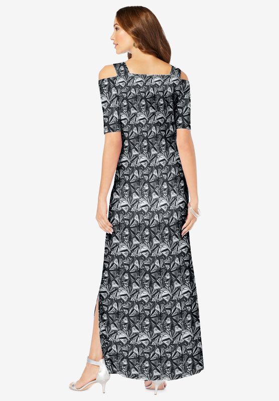 LOTUSTRADERS Maxi Dress Cold Shoulder Stretch Rayon Lycra l200 LOTUSTRADERS Maxi Dress Cold Shoulder Stretch Rayon Lycra l200